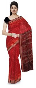 Kala Siromani Saree Sambalpuri Traditional Handloom Cotton Saree (Red) 