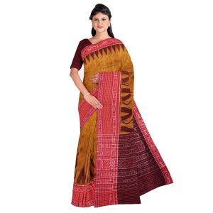 ODISHA HANDLOOM Women's Sambalpuri Cotton Saree Without Blouse Piece 