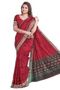 BHS Women's Sambalpuri Pure Cotton Bomkai Saree (Nuapatanapata_Multicolour) 