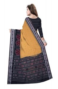 DK FASHION Women's Sambalpuri Handloom Cotton Saree Odisha Art with Un-stiched blouse_SNR- YELLOW,BLACK 