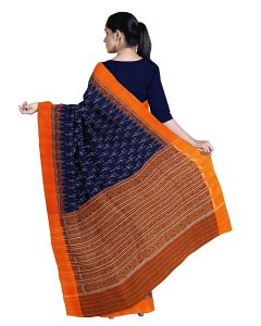 ODISHA HANDLOOM pure cotton ikat sambalpuri handwoven BLUE ORANGE PBB saree for women/handloom saree latest design2020/ pure hanwoven saree/sambalpuri saree 