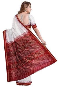 Odisha Handloom Handmade Pure Bomkai Cotton Saree Khandua Natural Cotton Ikkat Sambalpuri Saree For Women/Ethnic Wear/Traditonal Saree/Handloom Saree Without Blouse Piece (110) 