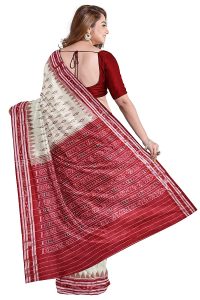 BHS NUAPATANAPATA Women's Odisha Handloom Handmade Pure Cotton Saree Khandua Ikkat Sambalpuri Saree Ethnic Wear Traditonal Saree/Handloom Saree Without Blouse Piece 