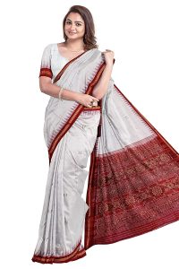 Odisha Handloom Handmade Pure Bomkai Cotton Saree Khandua Natural Cotton Ikkat Sambalpuri Saree For Women/Ethnic Wear/Traditonal Saree/Handloom Saree Without Blouse Piece (110) 