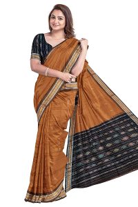 BHS Women's Sambalpuri Pure Cotton Bomkai Saree (Nuapatanapata_Multicolour) 