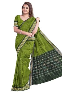 Odisha Sambalpuri Handloom Printed Women's Cotton Saree Odisha Handloom (Green, Adi 204) 