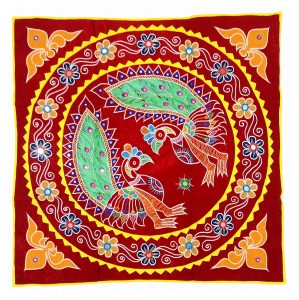 generic Velvet Two Peacock Wall Decor Chandua (88 cm x 88 cm x 88 cm, DA 02)