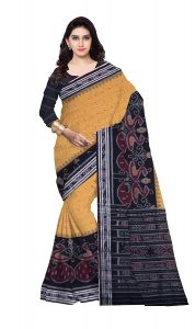 DK FASHION Women's Sambalpuri Handloom Cotton Saree Odisha Art with Un-stiched blouse_SNR- YELLOW,BLACK 