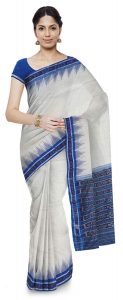 ODISHA HANDLOOM Women's Sambalpuri Cotton Saree Without Blouse Piece (o 24_White) 