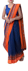 ODISHA HANDLOOM Women's Sambalpuri Art Silk Saree With Blouse Piece 