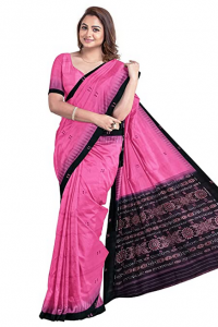 BHS Women's Sambalpuri Cotton Saree Without Blouse Piece (Nuapatanapata_Pink) 