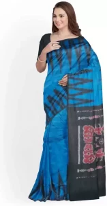 Animal Print Sambalpuri Pure Cotton Saree  (Blue)