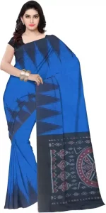 Woven Sambalpuri Pure Cotton Saree (Blue)