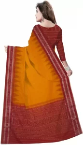 Self Design Sambalpuri Pure Cotton Saree  (Yellow, Red)