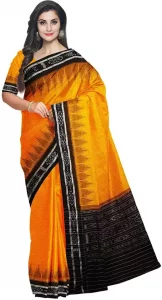 Self Design Sambalpuri Pure Cotton Saree  (Yellow, Black)