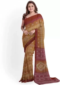 Printed Sambalpuri Cotton Blend Saree  (Multicolor)