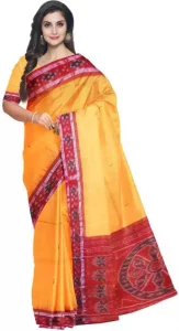 Striped Sambalpuri Handloom Pure Cotton Saree  (Red)