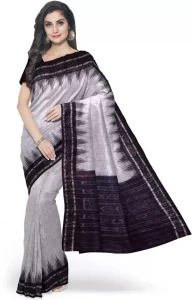 Self Design Sambalpuri Pure Cotton Saree  (White)