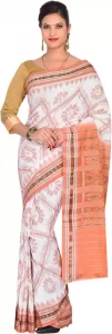 Self Design Sambalpuri Pure Cotton Saree  (White)