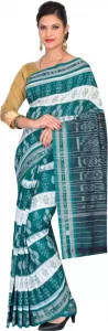 handloom paridhaan Printed Sambalpuri Pure Cotton Saree  (Green)