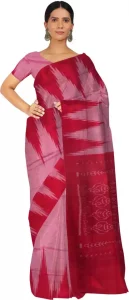 Woven Sambalpuri Pure Cotton Saree  (Red)