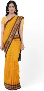 Self Design Sambalpuri Cotton Blend Saree  (Yellow)