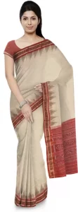 Woven Sambalpuri Pure Cotton Saree  (Beige)