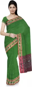 Woven Sambalpuri Pure Cotton Saree  (Green)