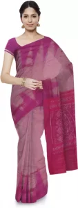 Woven Sambalpuri Handloom Pure Cotton Saree  (Pink)