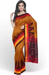 Self Design Sambalpuri Handloom Pure Cotton Saree  (Gold)