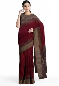 Self Design Sambalpuri Pure Cotton Saree  (Maroon)