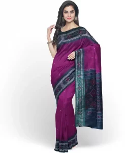 Self Design Sambalpuri Handloom Pure Cotton Saree  (Purple)