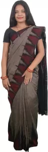 Self Design Sambalpuri Handloom Pure Cotton Saree  (Grey)