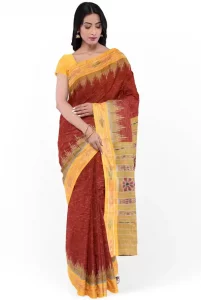 Self Design Sambalpuri Handloom Pure Cotton Saree  (Red)