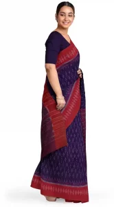 Woven Sambalpuri Pure Cotton Saree  (Dark Blue)