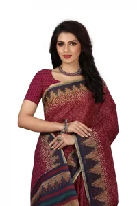 Printed Sambalpuri Pure Cotton Saree  (Purple)