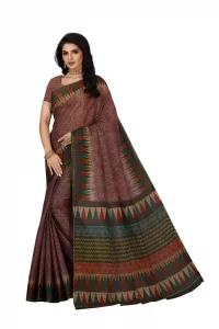 Printed Sambalpuri Pure Cotton Saree  (Maroon)