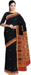 Temple Border Fashion Pure Silk Saree  (Black)