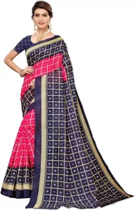 Printed Sambalpuri Art Silk Saree  (Pink)