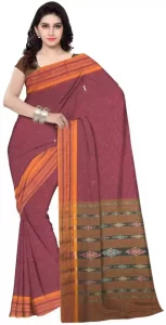 Self Design Sambalpuri Pure Cotton Saree  (Maroon)