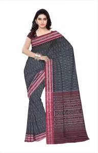 Printed Sambalpuri Pure Cotton Saree  (Green)