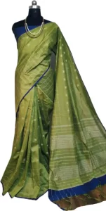 Woven, Checkered Sambalpuri Cotton Silk Saree  (Light Green)