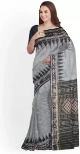 Self Design Sambalpuri Pure Cotton Saree  (Grey)