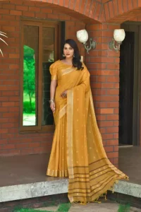 Woven Sambalpuri Cotton Silk Saree  (Yellow)