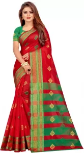 Woven Sambalpuri Art Silk, Cotton Blend Saree  (Red)