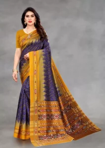 Printed Sambalpuri Art Silk Saree  (Blue)