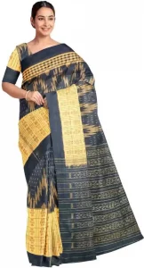 COTTONSILK & KHANDUAPATA Woven Sambalpuri Pure Cotton Saree  (Dark Blue)