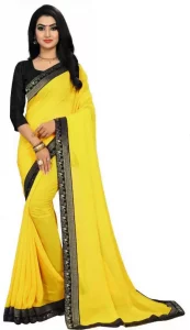 Solid Sambalpuri Georgette Saree  (Yellow)