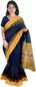 Self Design Sambalpuri Handloom Pure Cotton Saree  (Blue)