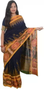 Self Design Sambalpuri Handloom Pure Cotton Saree  (Blue)